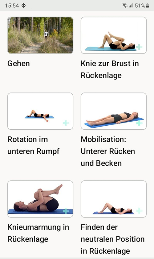 Online Übungsprogramm Unspezifische Rückenschmerzen im unteren Bereich